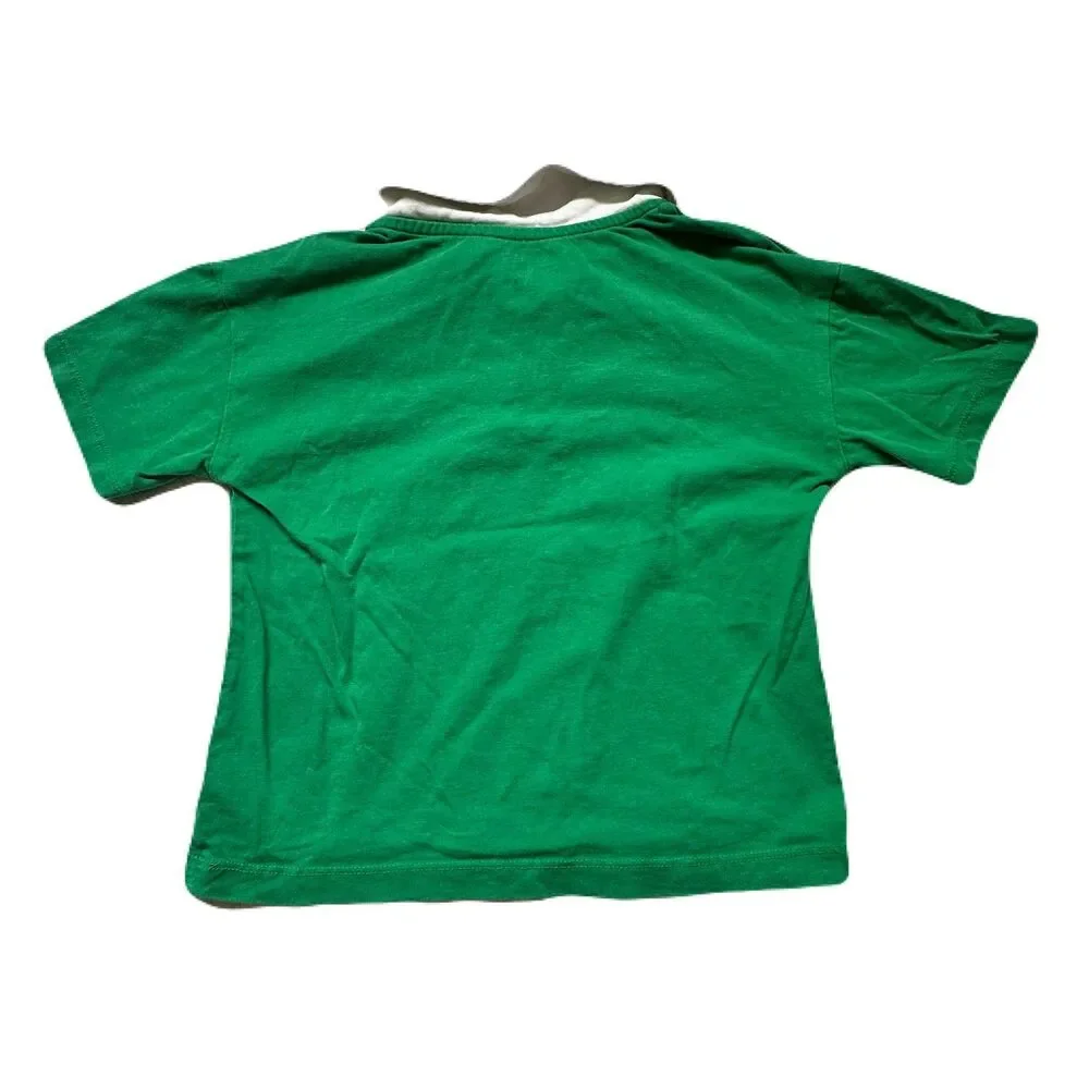Old Navy Boys 4T Green Polo Shirt White Collar Ready for the Weekend Print